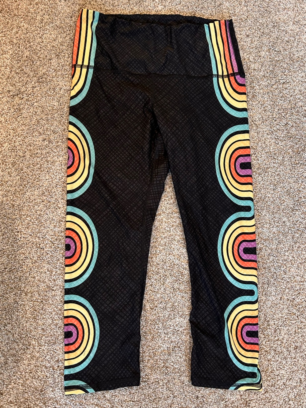 Yoga Democracy Double Rainbow Crop Leggings. Eco-Friendly. Pride. Pilates. Color